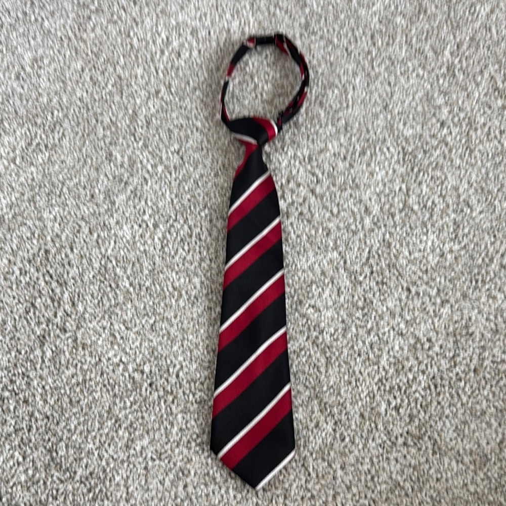 Classic Striped Kids Tie - Black, Red, and White